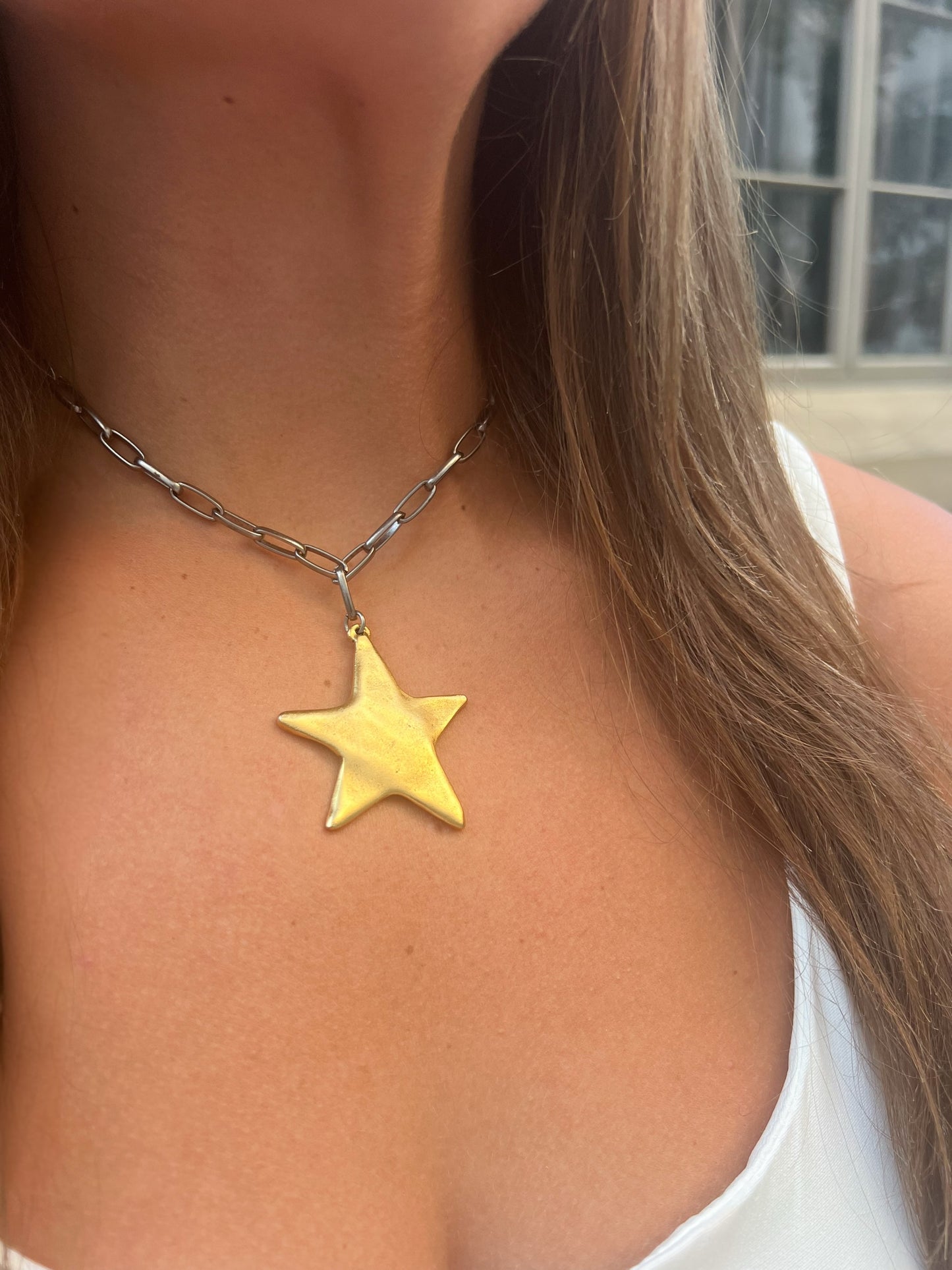 Antique Gold Star Necklace