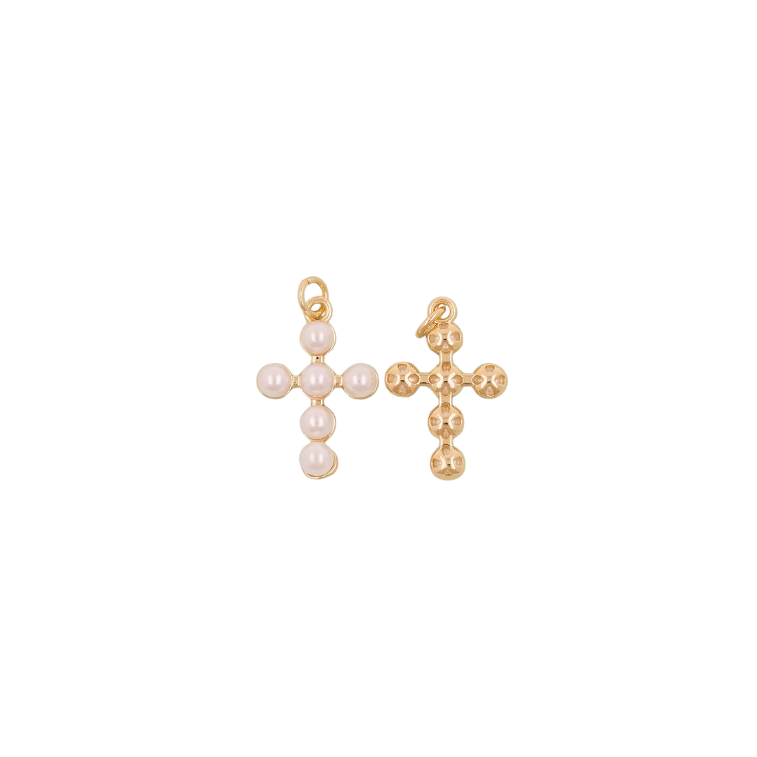 Medium Pearl Cross Charm
