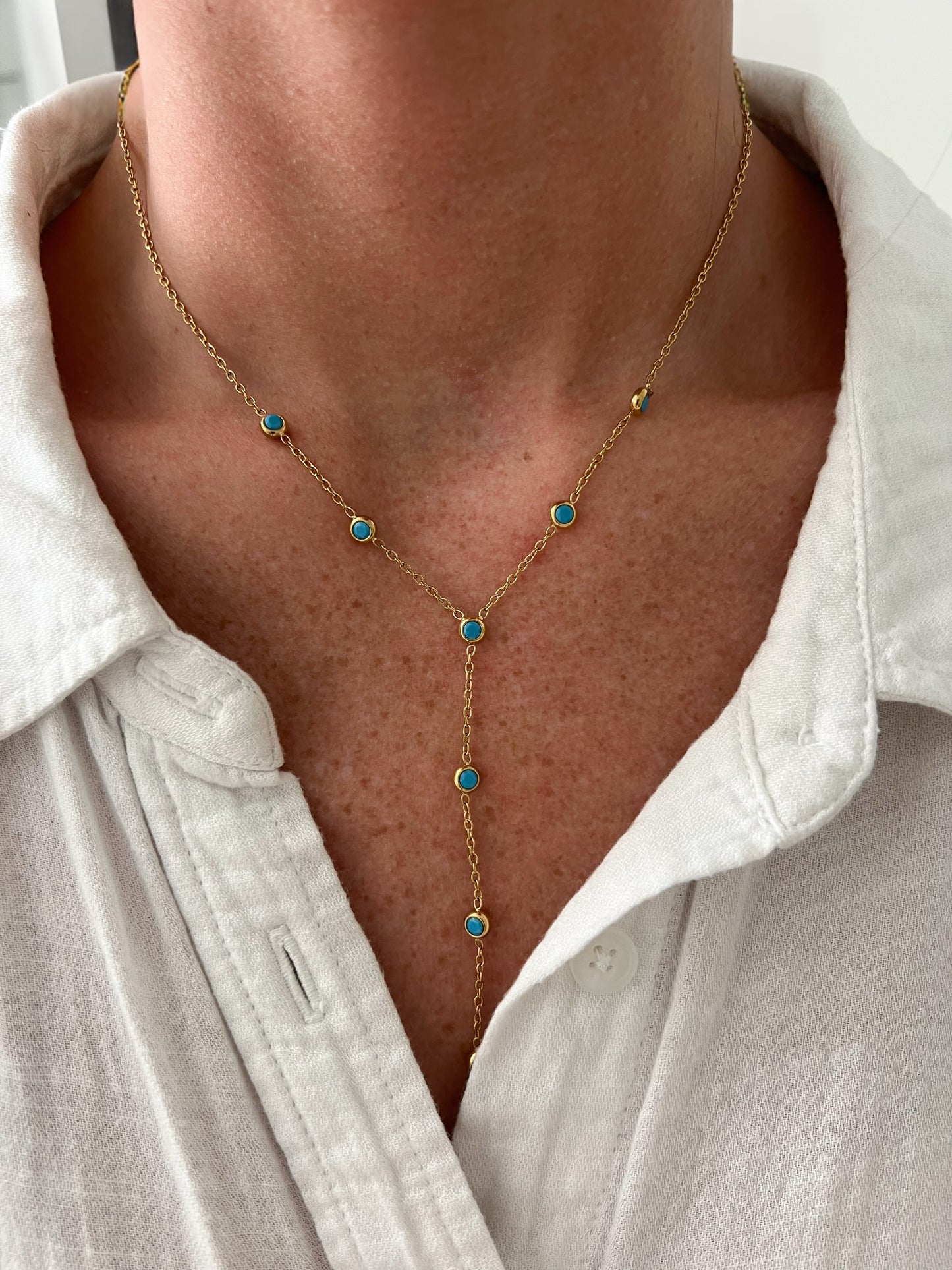 Dainty Turquoise Lariat Necklace