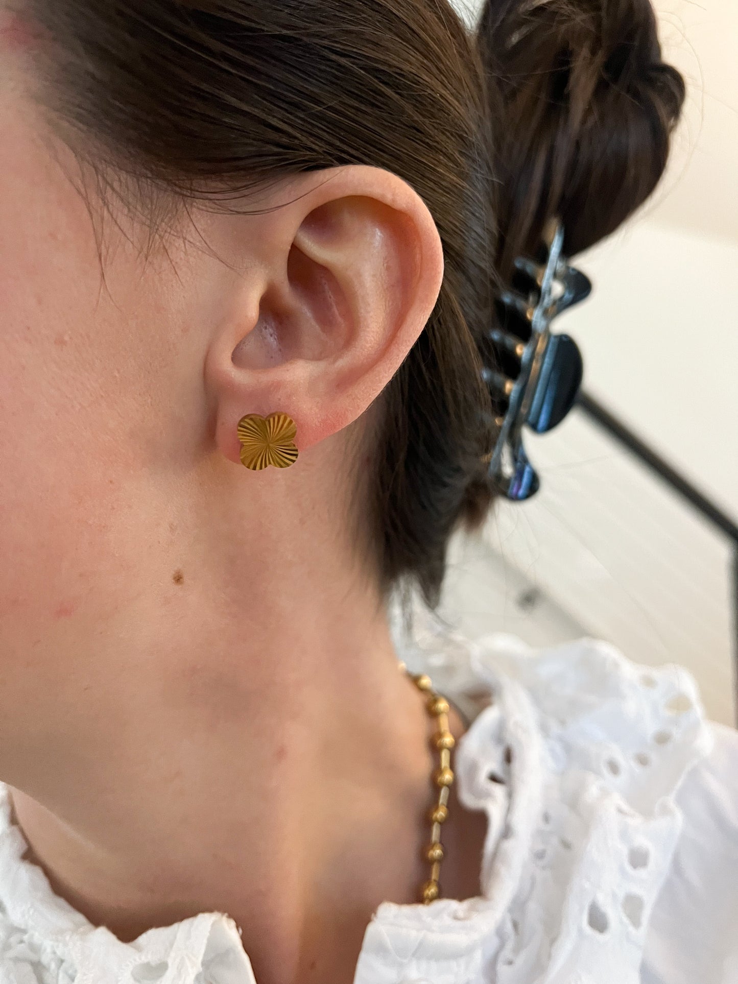 Gold Clover Studs