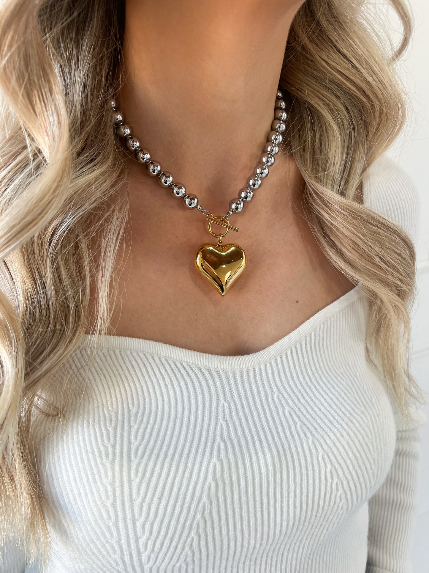 Two-Toned Heart Necklace