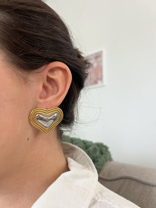 Two-Toned Heart Earrings