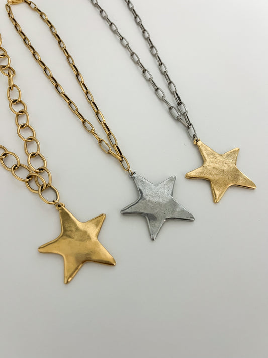 Antique Silver Star Necklace