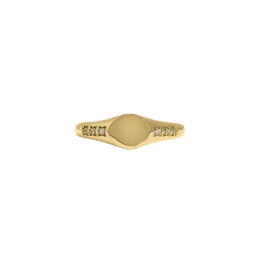 Diamond Round Signet Ring