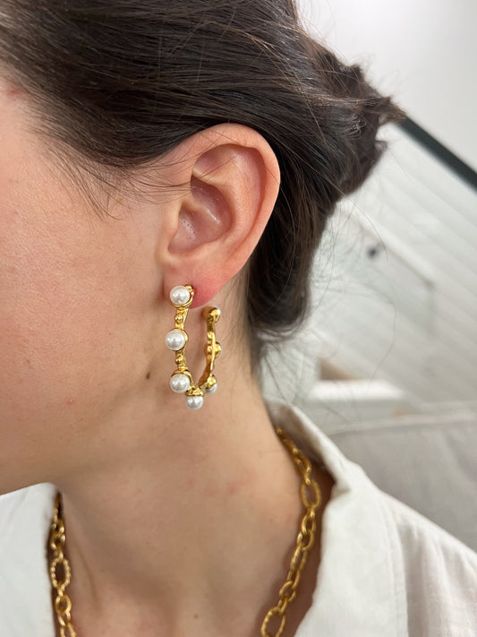 French Pearl Hoops