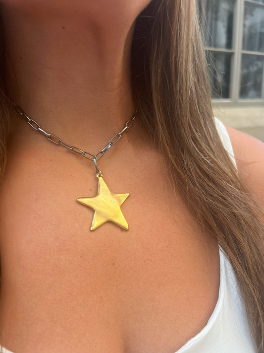 Antique Gold Star Necklace
