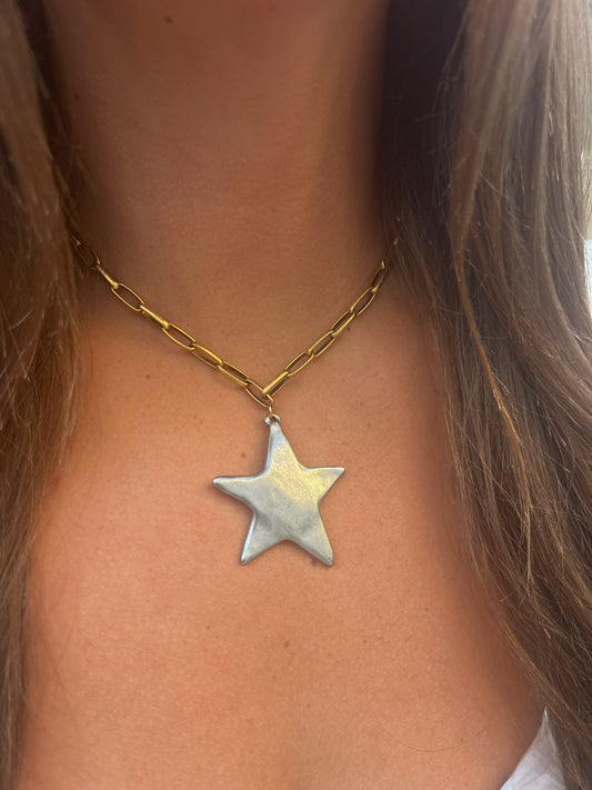 Antique Silver Star Necklace