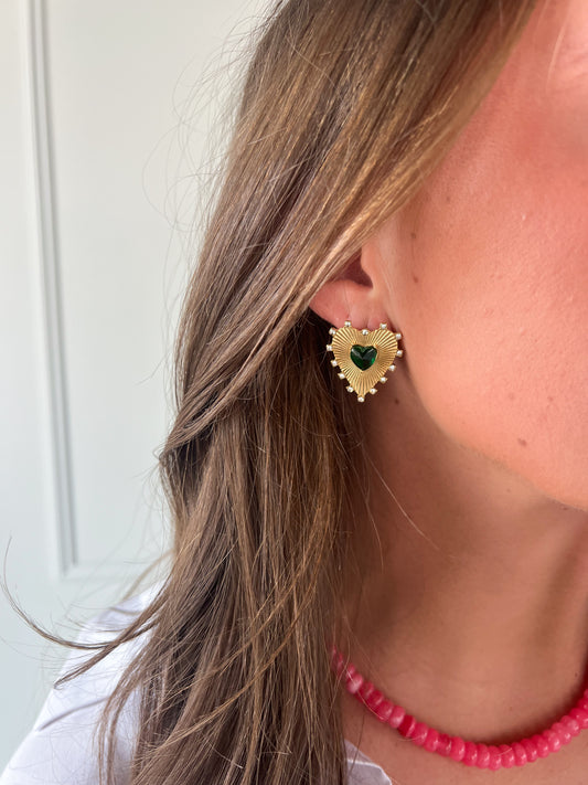 Green Heart Studs