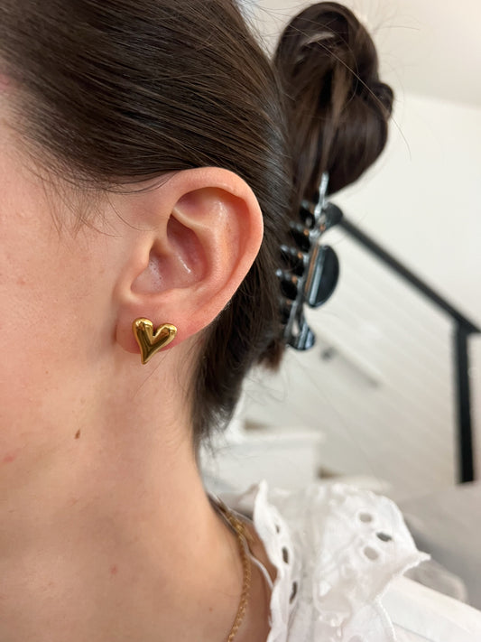 Gold Heart Studs