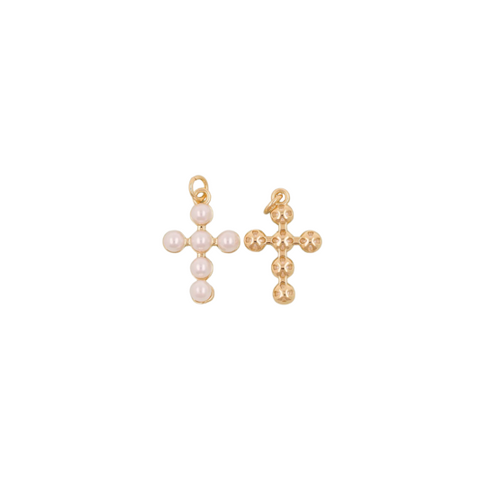 Medium Pearl Cross Charm