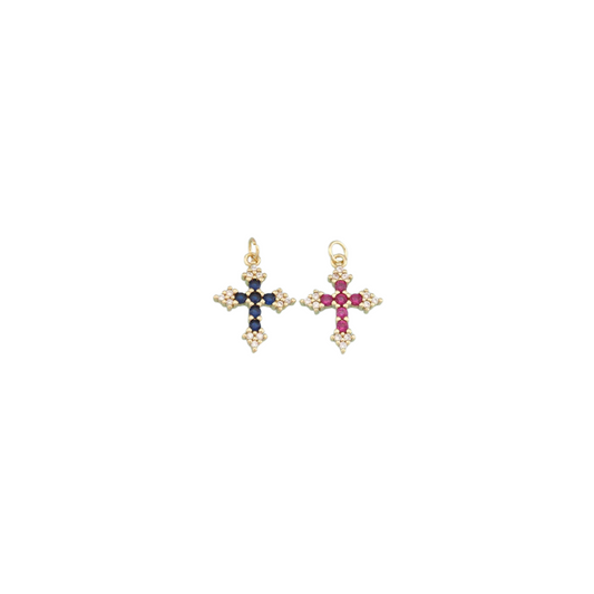 Colored Diamond Cross Charm