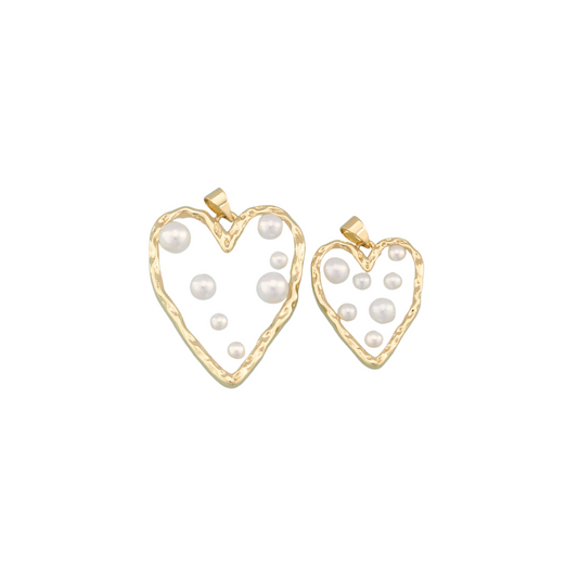 Clear Pearl Heart Charm