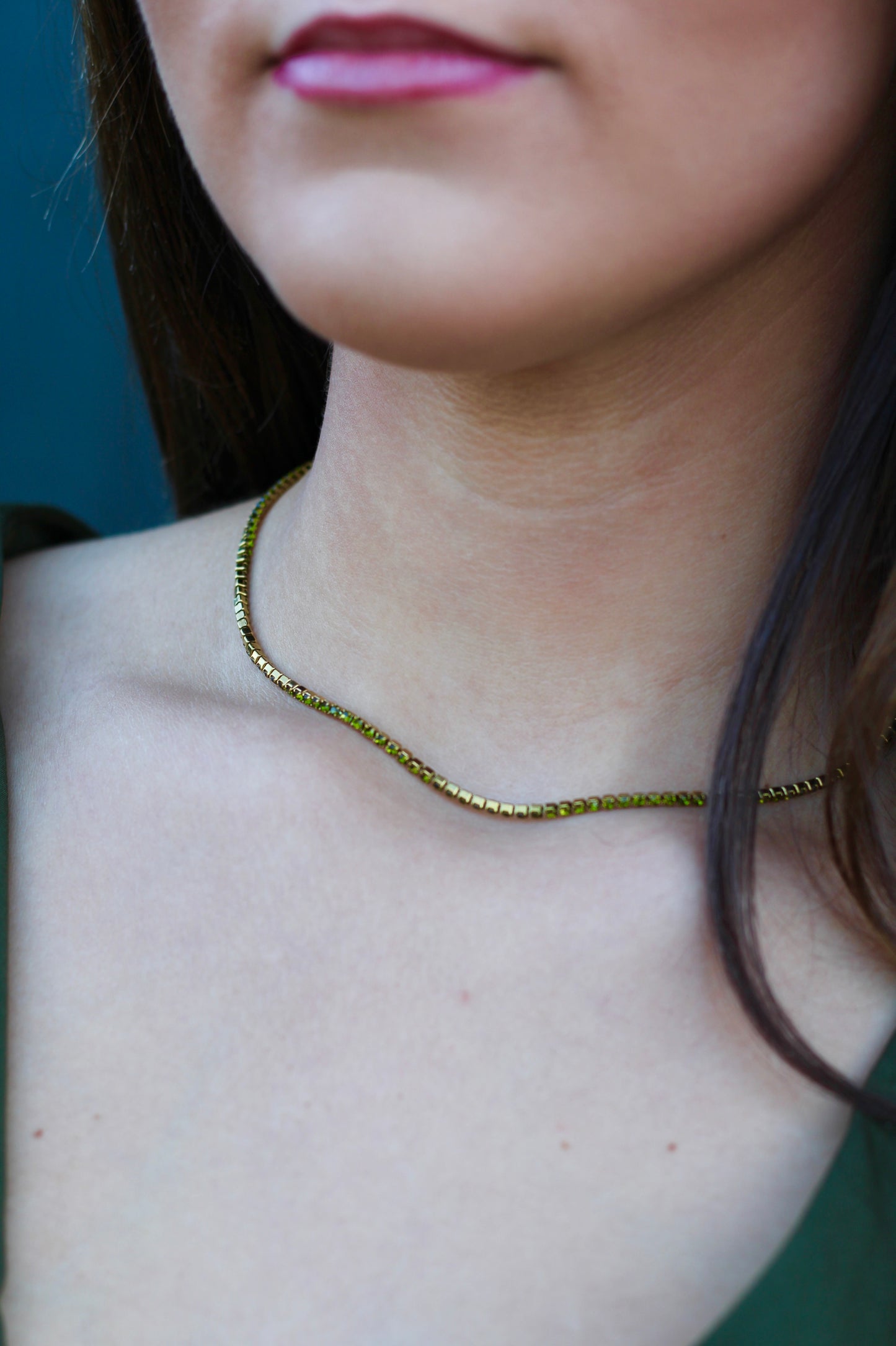 Jill Tennis Necklace - Green