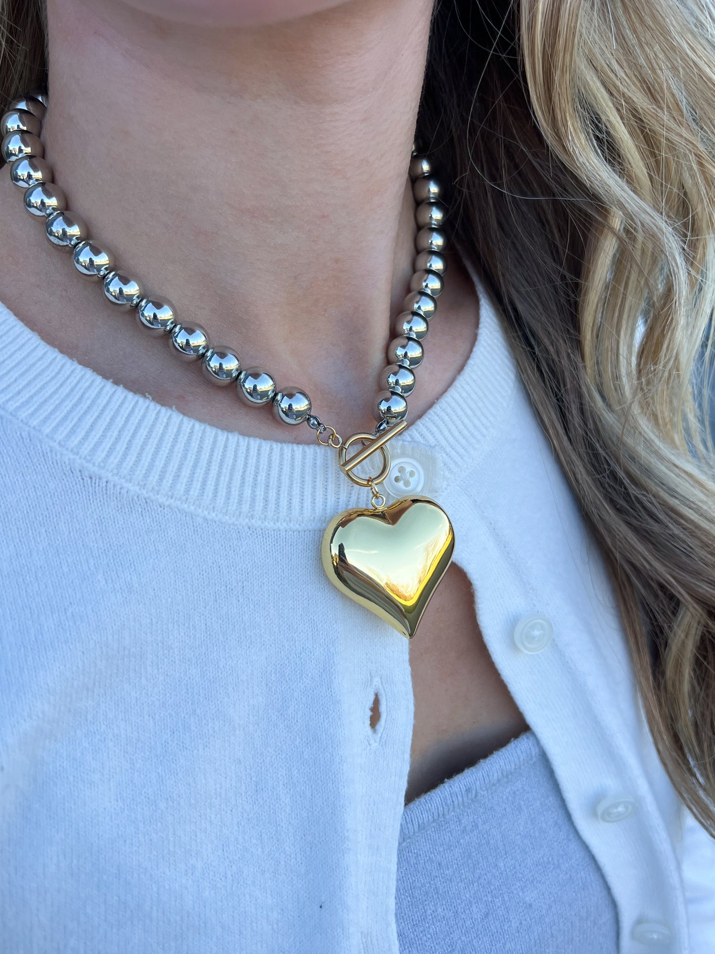 Two-Toned Heart Necklace